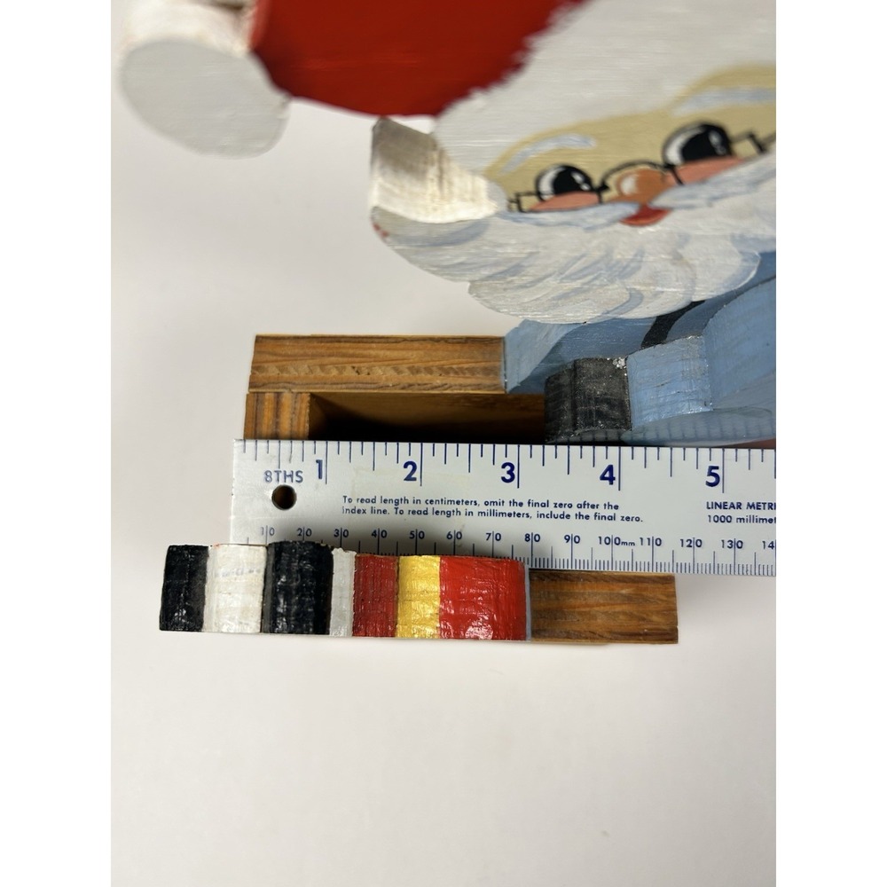 Handmade Wooden Painted Santa & Toys Freestanding Decor VTG - Picture 10 of 10